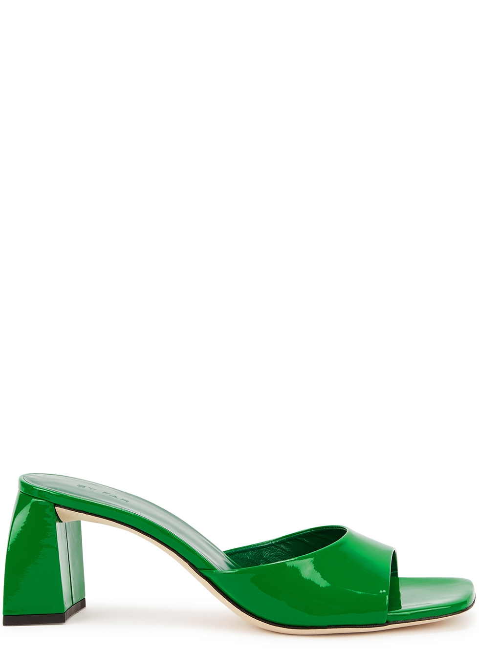 Romy 75 green patent leather mules