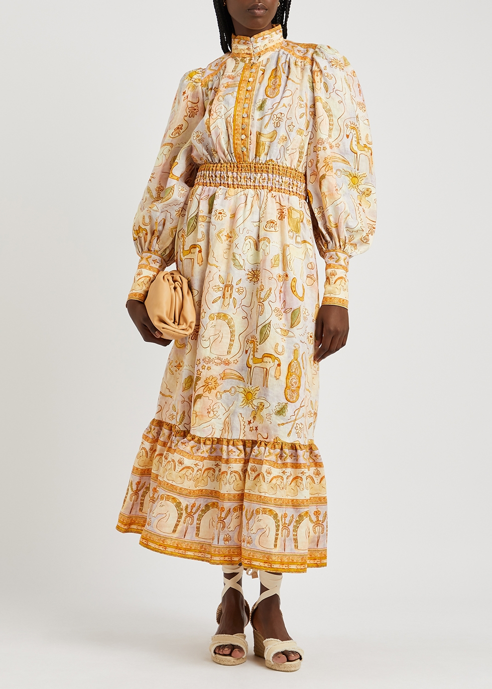 Solitaire printed linen midi dress Harvey Nichols Women Clothing Dresses Printed Dresses 