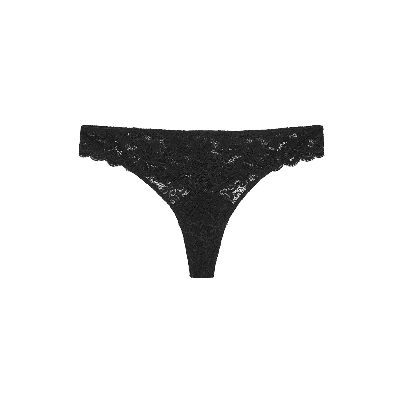 Hanro Moments Lace Thong In Black