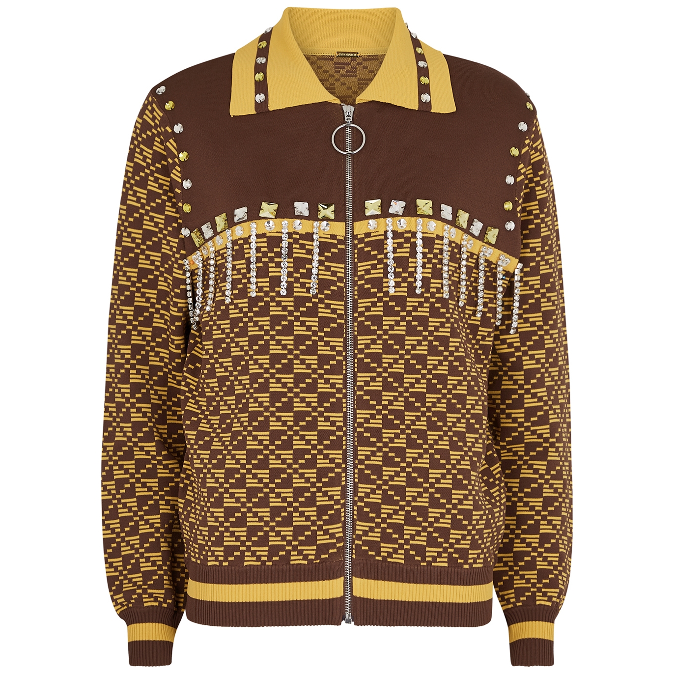 Dodo Bar OR Ryo Embellished Jacquard-knit Jacket - Brown - 8