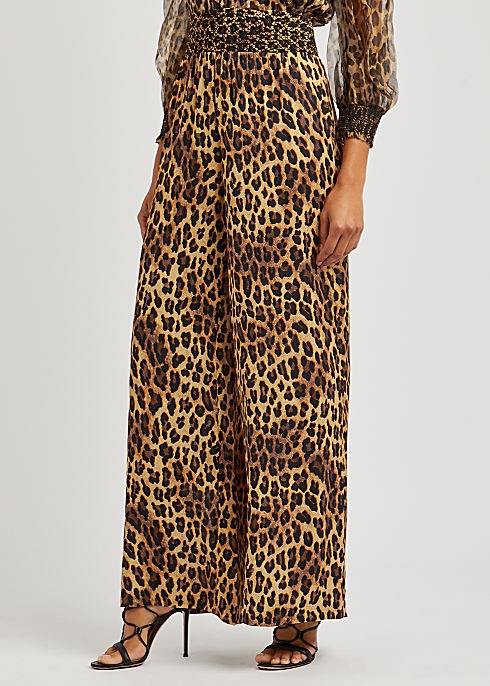 Alice + Olivia Russell leopard-print satin trousers - Harvey Nichols