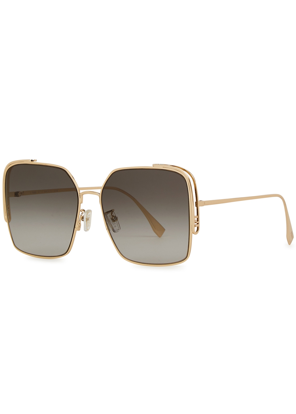 Fendi Gold-tone oversized square-frame sunglasses - Harvey Nichols