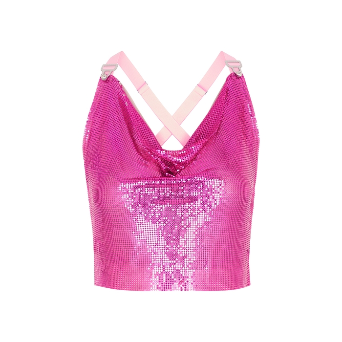 Poster Girl Bambi Open-back Cropped Chainmail Top In Fuchsia