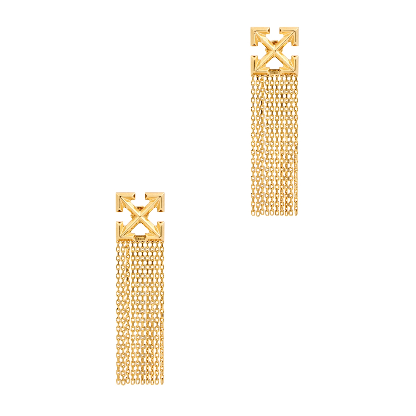 Off-White Arrow Fringed Drop Earrings - Gold - One Size