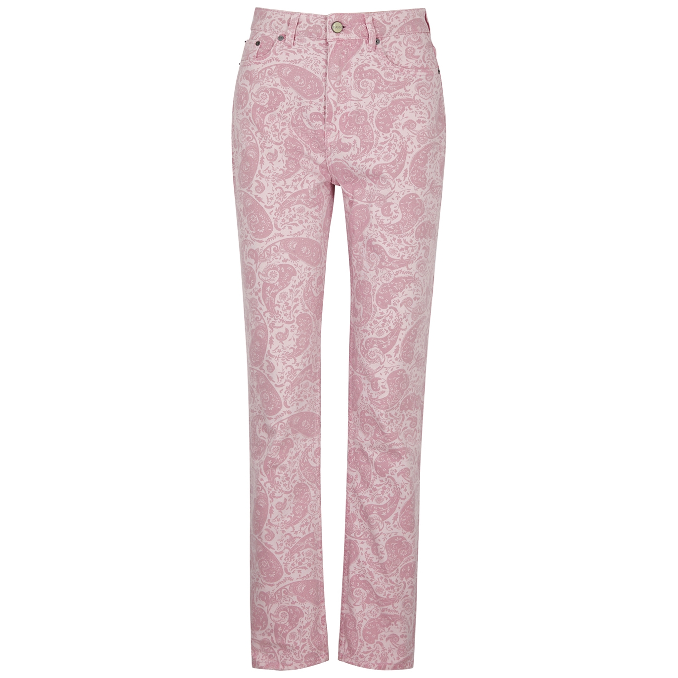 Ganni Swigy Paisley-print Slim-leg Jeans - Pink - W28