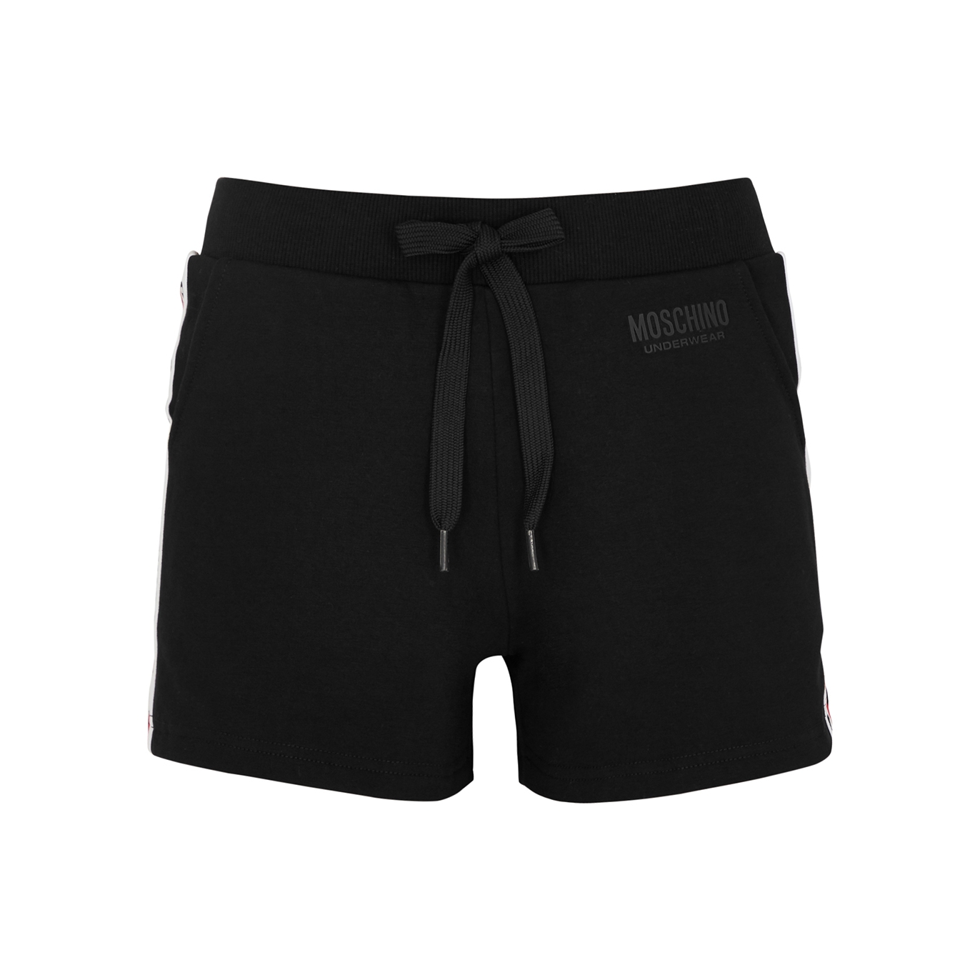 Moschino Underwear Black Logo-trimmed Stretch-cotton Shorts