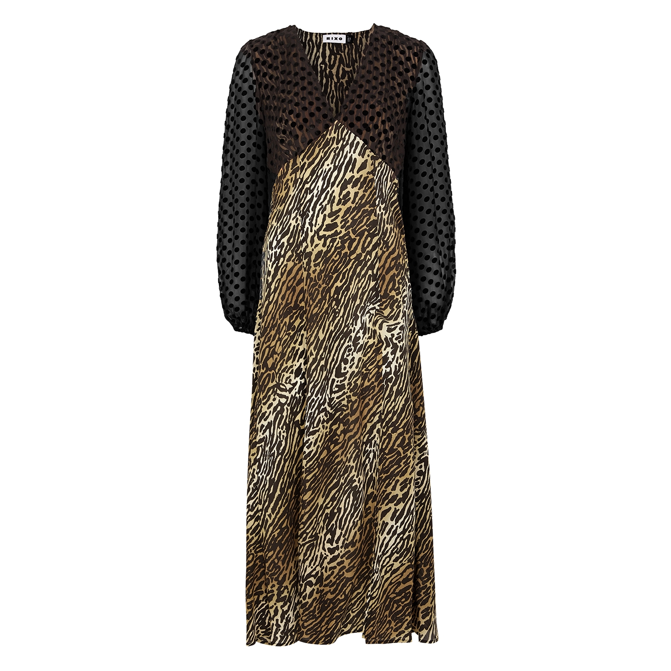 Rixo Melanie Printed Silk Midi Dress - Leopard - Xxs