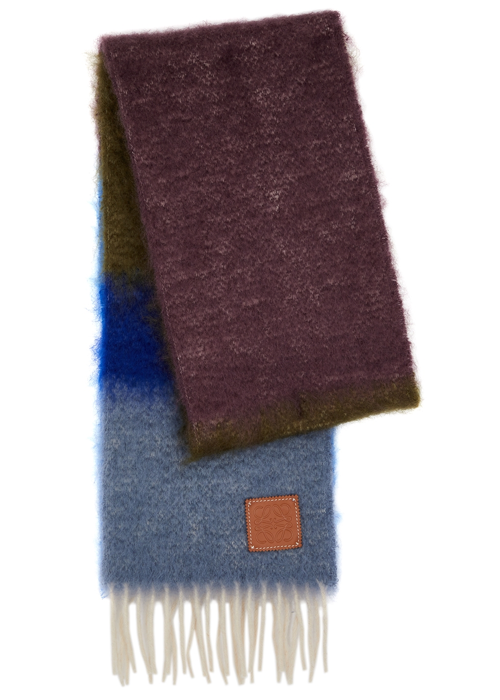 Striped mohair-blend scarf