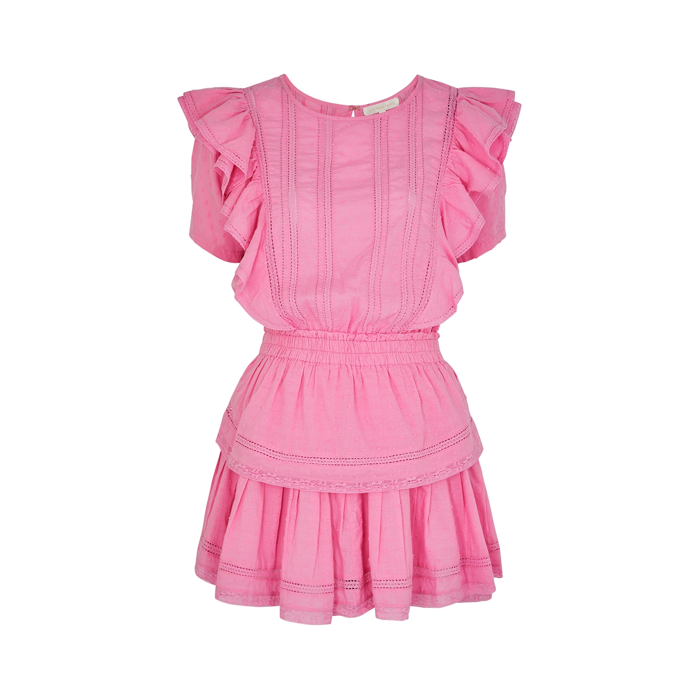 LoveShackFancy Natasha Panelled Cotton Mini Dress - Pink - M