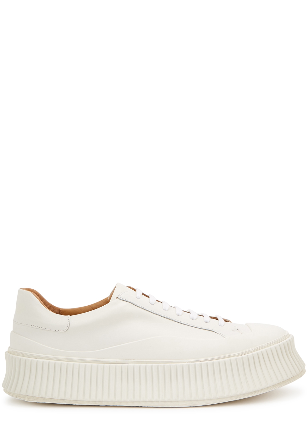 Jil Sander Off-white leather flatform sneakers