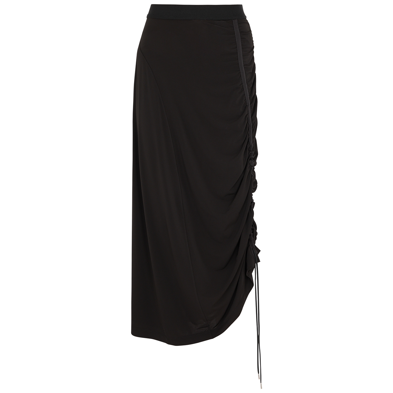 High Scrunch Up Ruched Jersey Midi Skirt