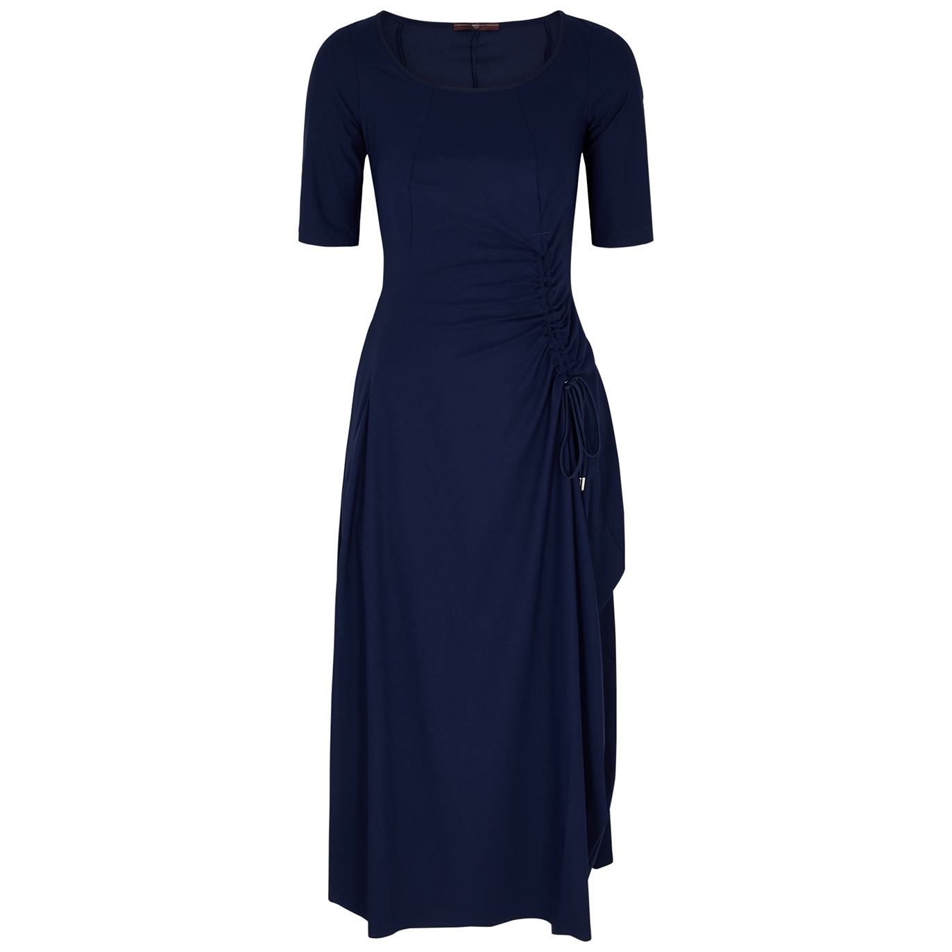 High Charming Ruched Stretch-jersey Midi Dress