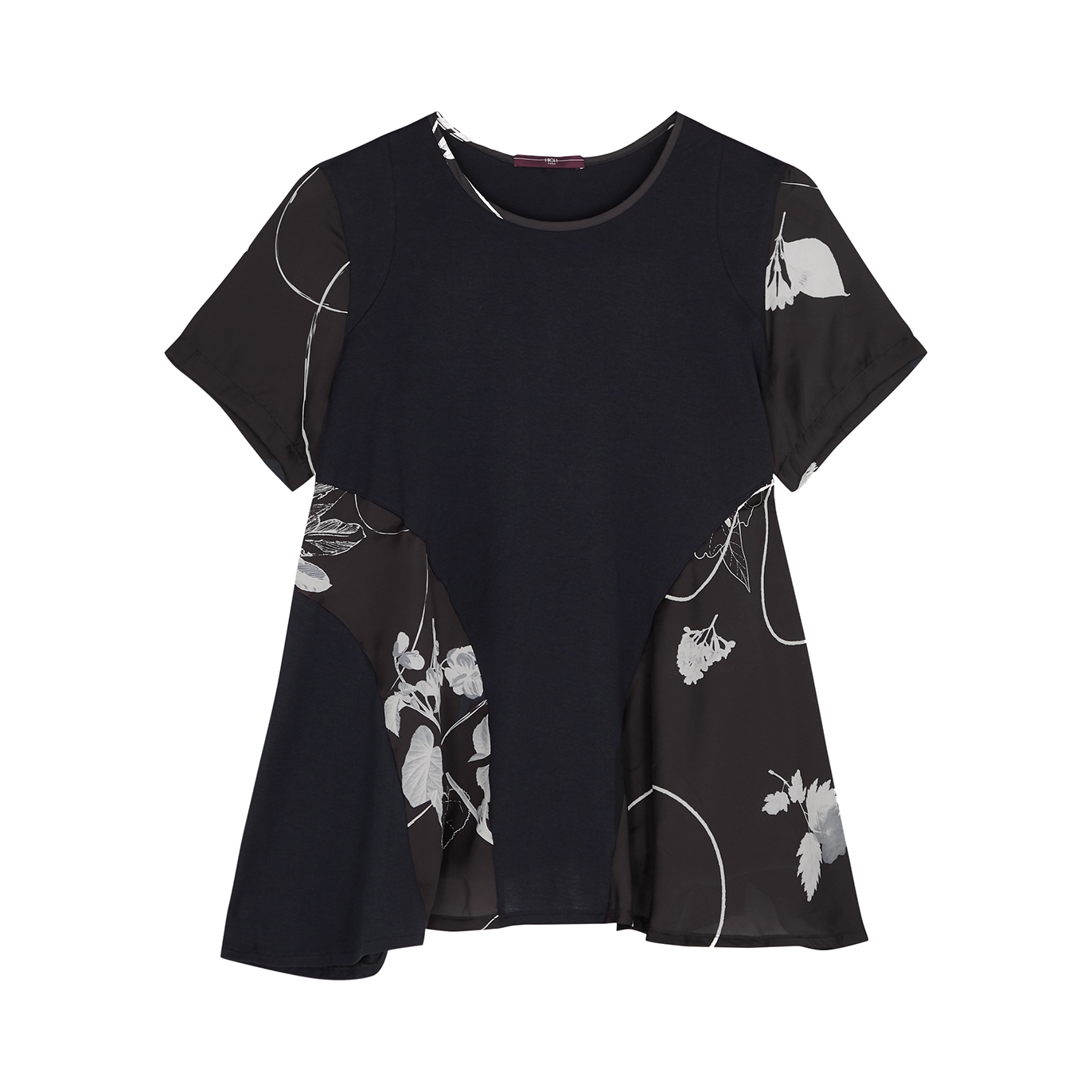 High Perfect Floral-print Panelled Cotton Top