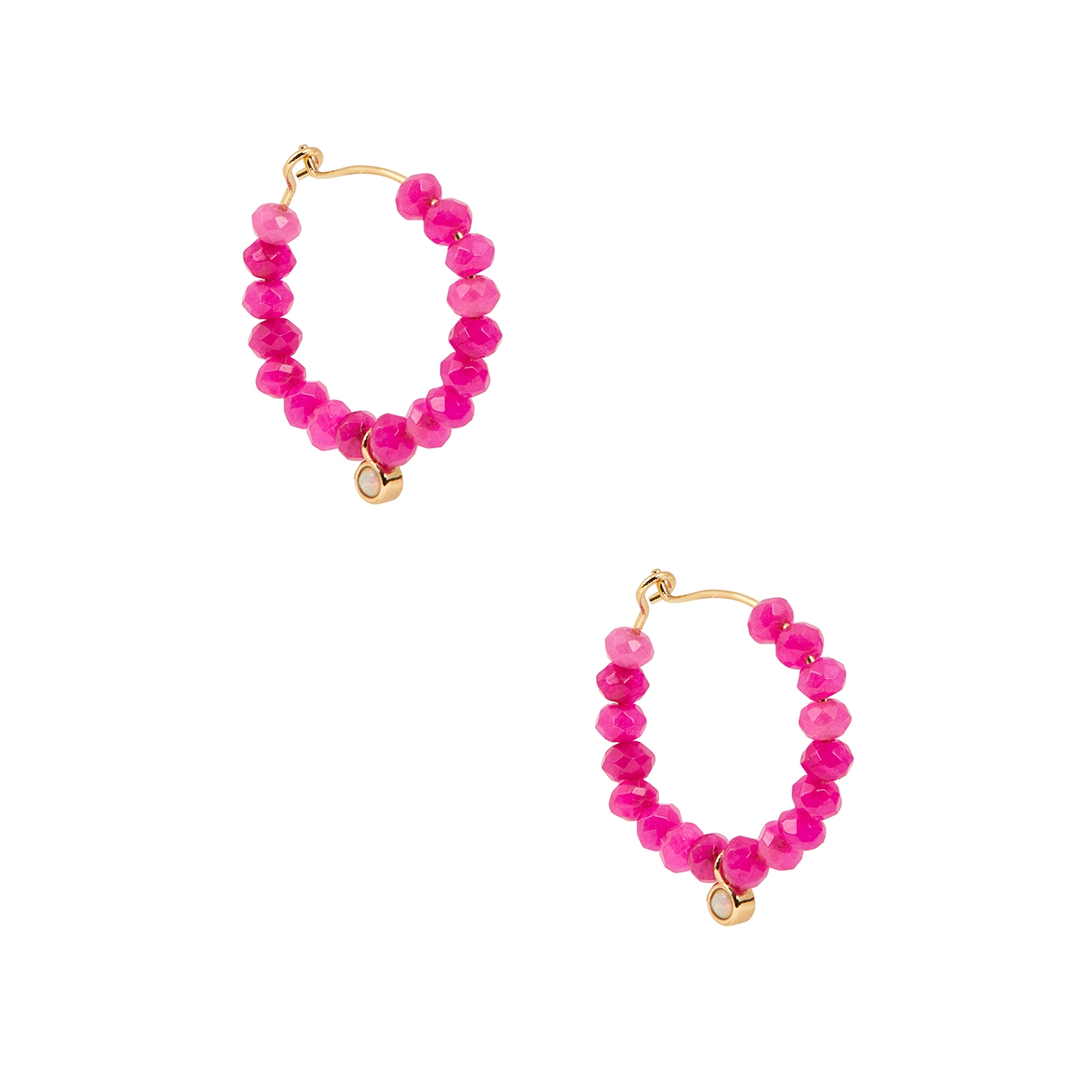 Anni LU Pump Up The Jam 18kt Gold-plated Beaded Hoop Earrings - Pink - One Size