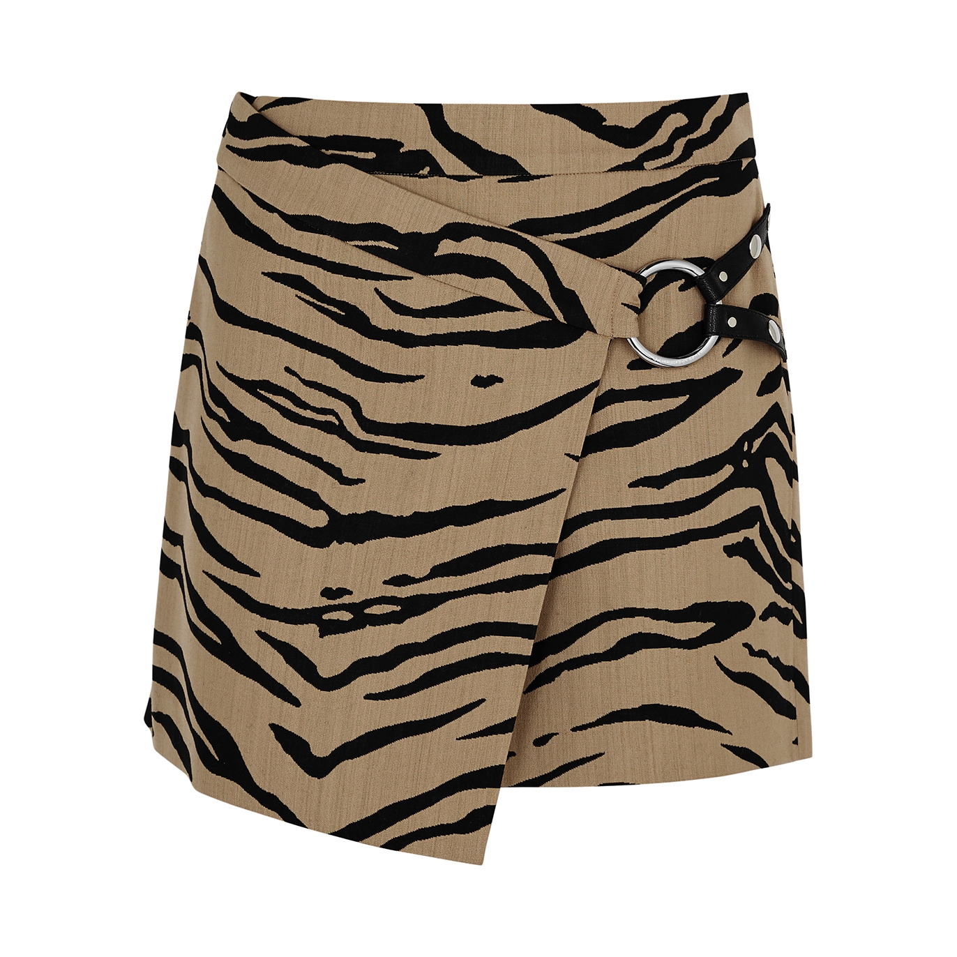 Stella McCartney Tiger-jacquard Wool-blend Wrap Skirt