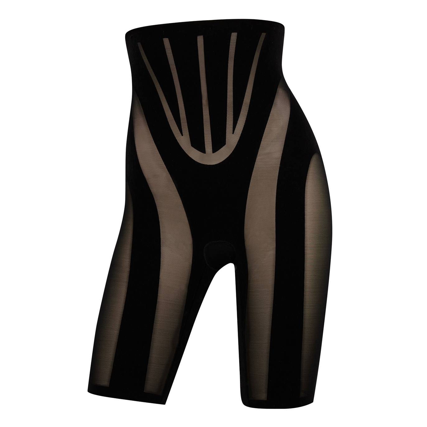 Mugler X Wolford Black High-waist Tulle Shorts, Shorts, Panelled
