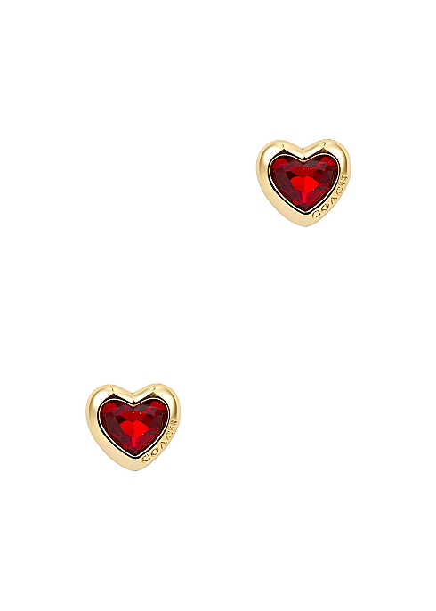 Coach Crystal-embellished heart stud earrings