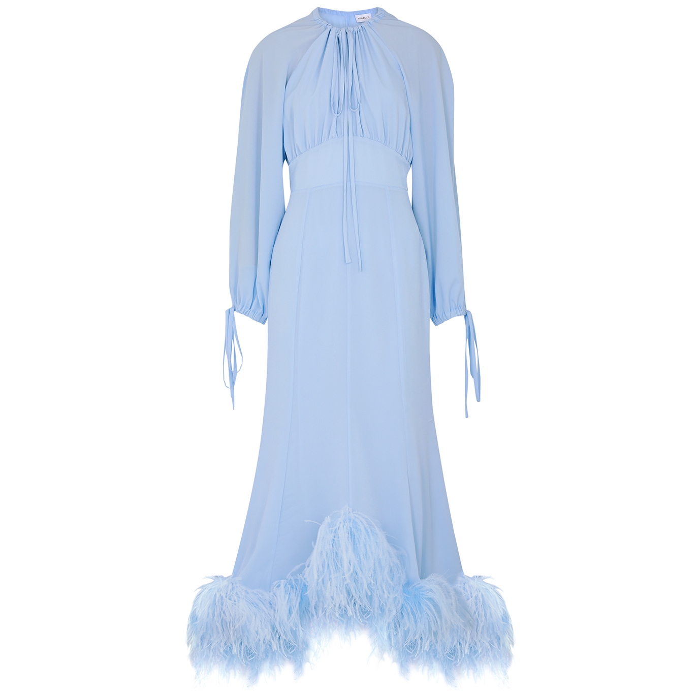 16ARLINGTON Davis Feather-trimmed Maxi Dress - Blue - 12