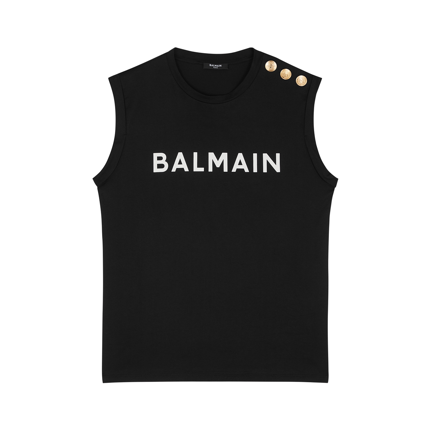 Balmain Logo-print Cotton Tank - Black And White - S