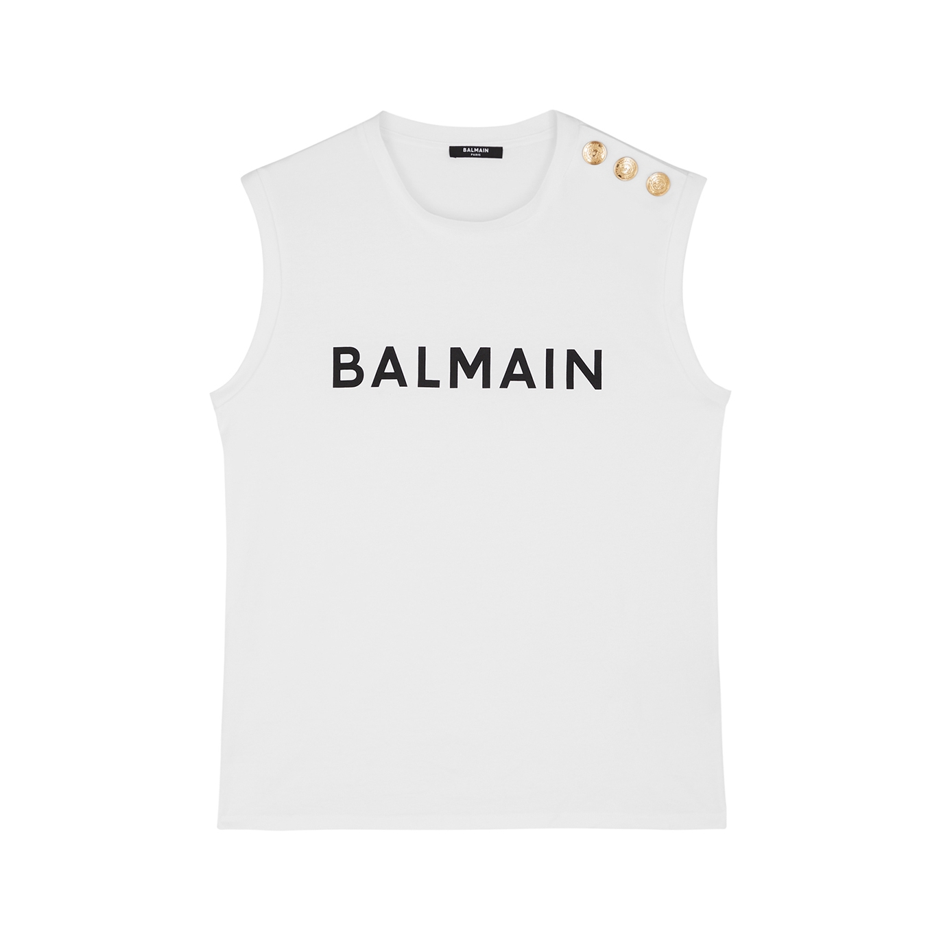 Balmain Logo-print Cotton Tank - White And Black - M