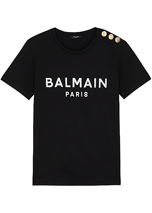 Spædbarn Due baggrund Balmain Logo-print cotton T-shirt - Harvey Nichols
