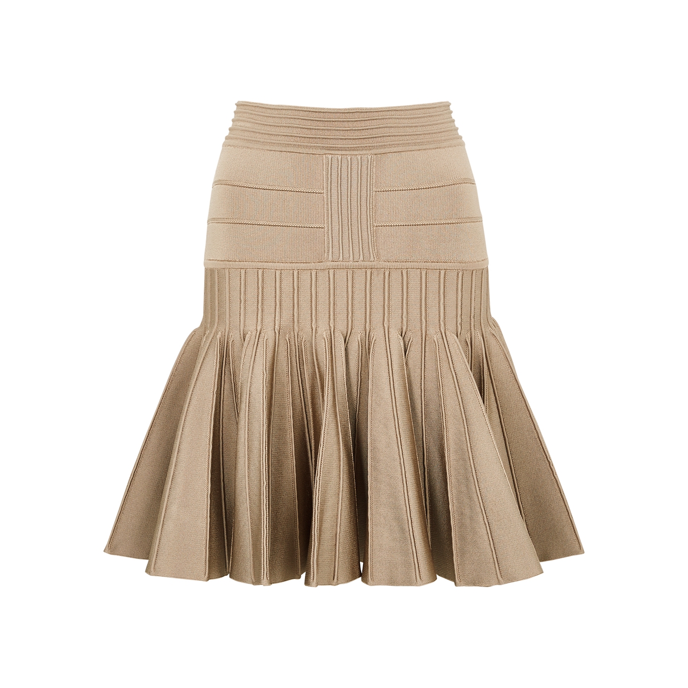 Balmain Pleated ribbed-knit mini skirt - Harvey Nichols