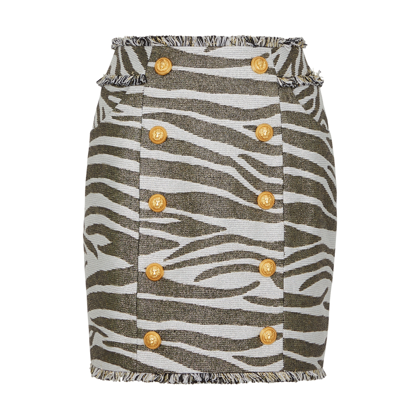 Balmain Metallic Zebra-jacquard Mini Skirt