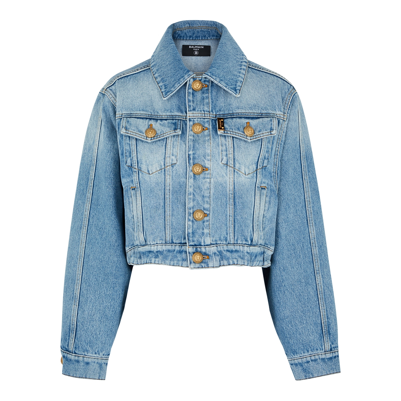 vin Berolige Afslag Balmain Oversize Vintage Cotton Denim Jacket In Blue | ModeSens