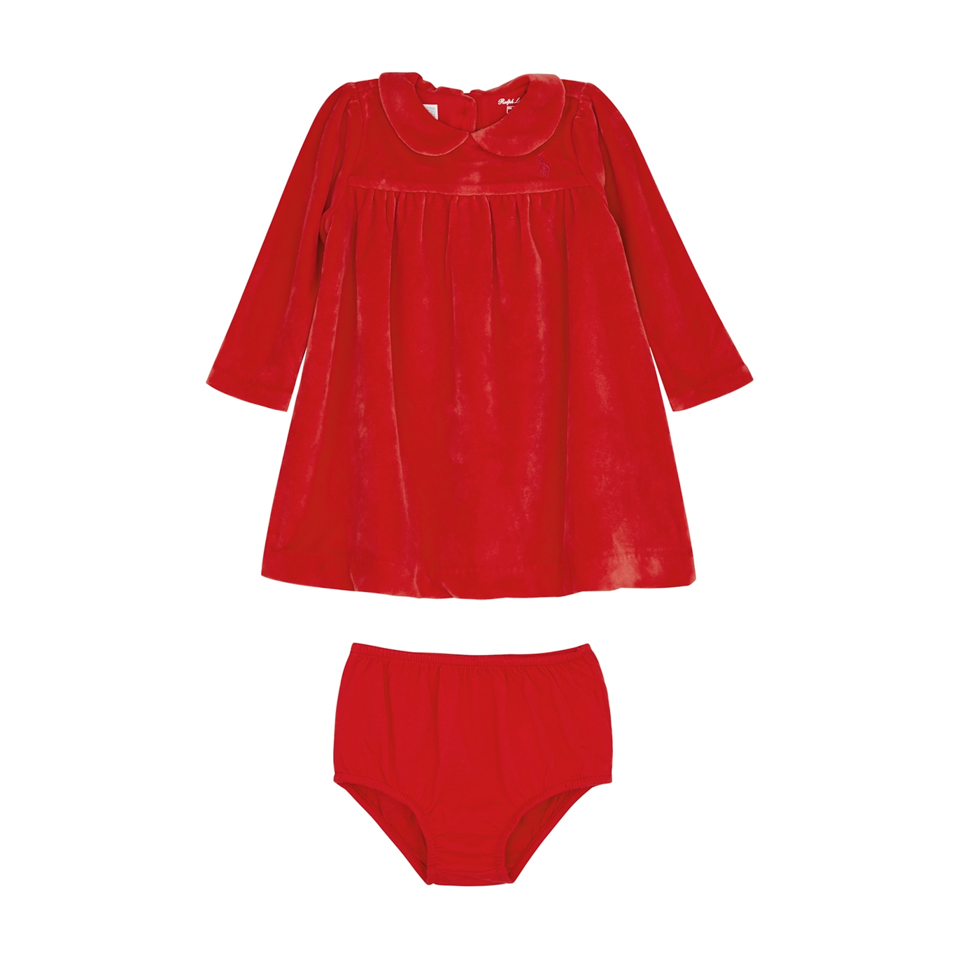 Polo Ralph Lauren Kids Velvet Dress And Bloomers Set (3-24 Months) - Red - 6 Months