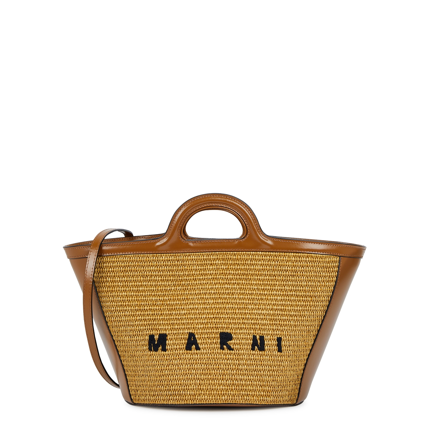 Marni Tropicalia small leather and raffia bucket bag - Harvey Nichols