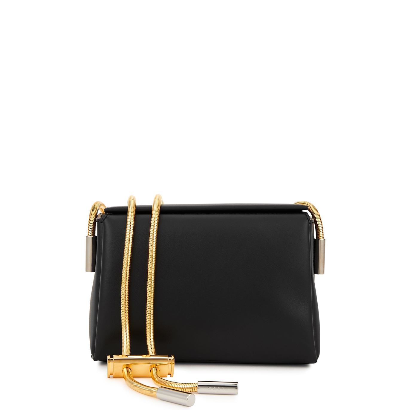 Marni Toggle Small Leather Box Bag, Bag, Black, Magnetic Fastening - Beige