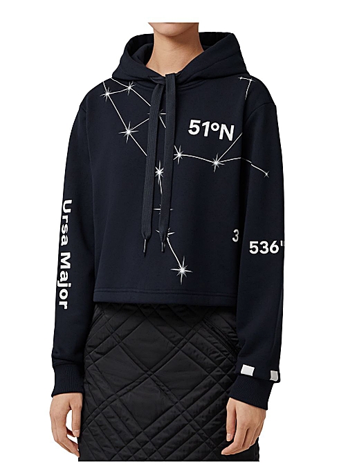 Burberry Constellation print cotton cropped hoodie - Harvey Nichols