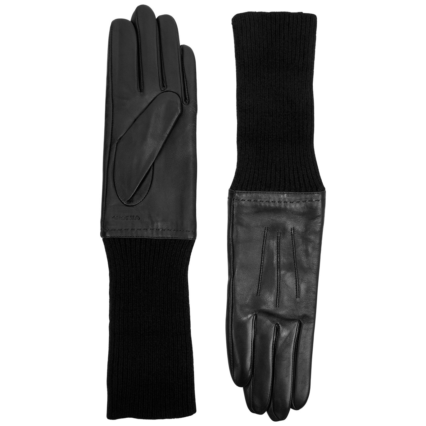 Vince Leather And Ribbed-knit Gloves - Black - L