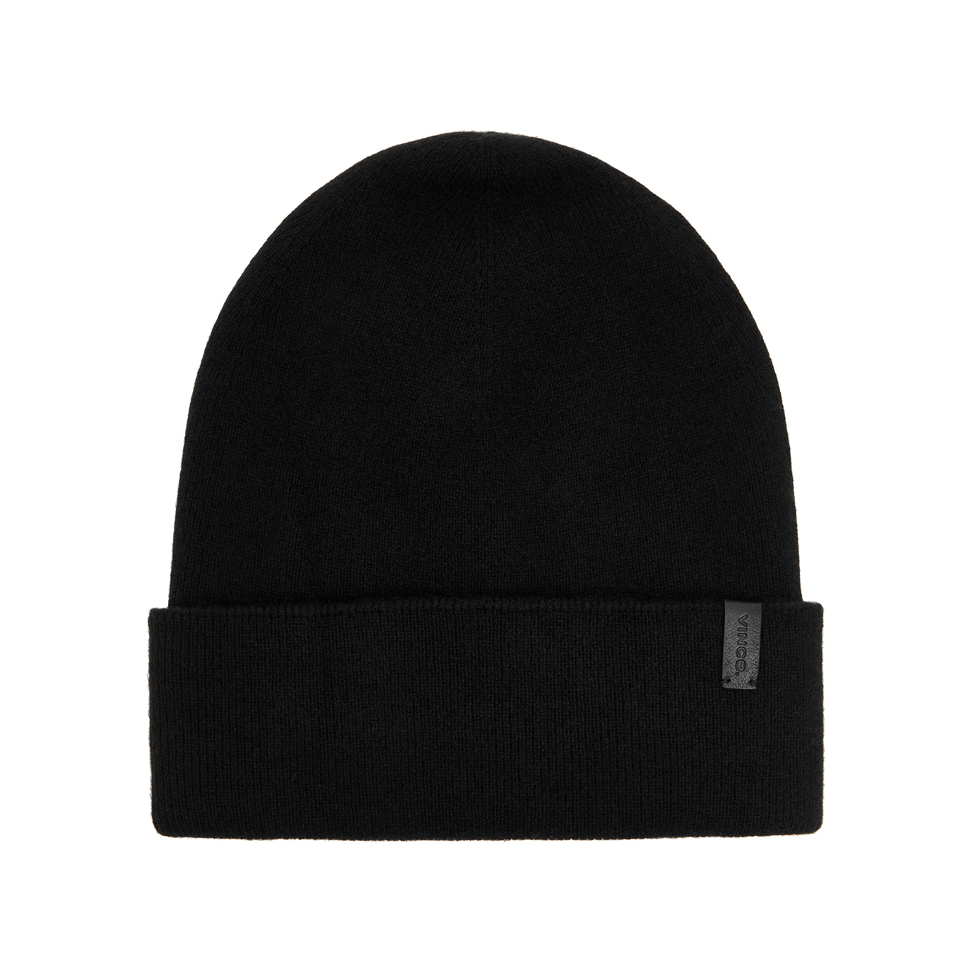 Vince Ribbed Logo Cashmere Beanie - Black - One Size