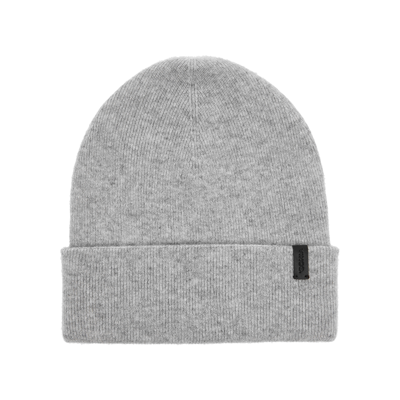 Vince Ribbed Logo Cashmere Beanie - Grey - One Size