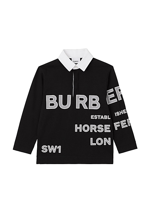 Burberry Long-sleeve horseferry print cotton polo shirt - Harvey Nichols
