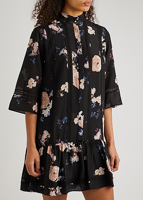Erdem Bertram floral-print silk-chiffon mini dress - Harvey Nichols