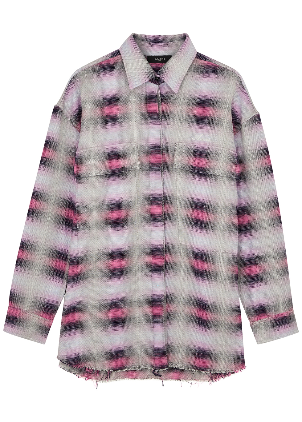 Amiri Women's Blurred Plaid Oversized Shirt In Fuchsia,pink | ModeSens