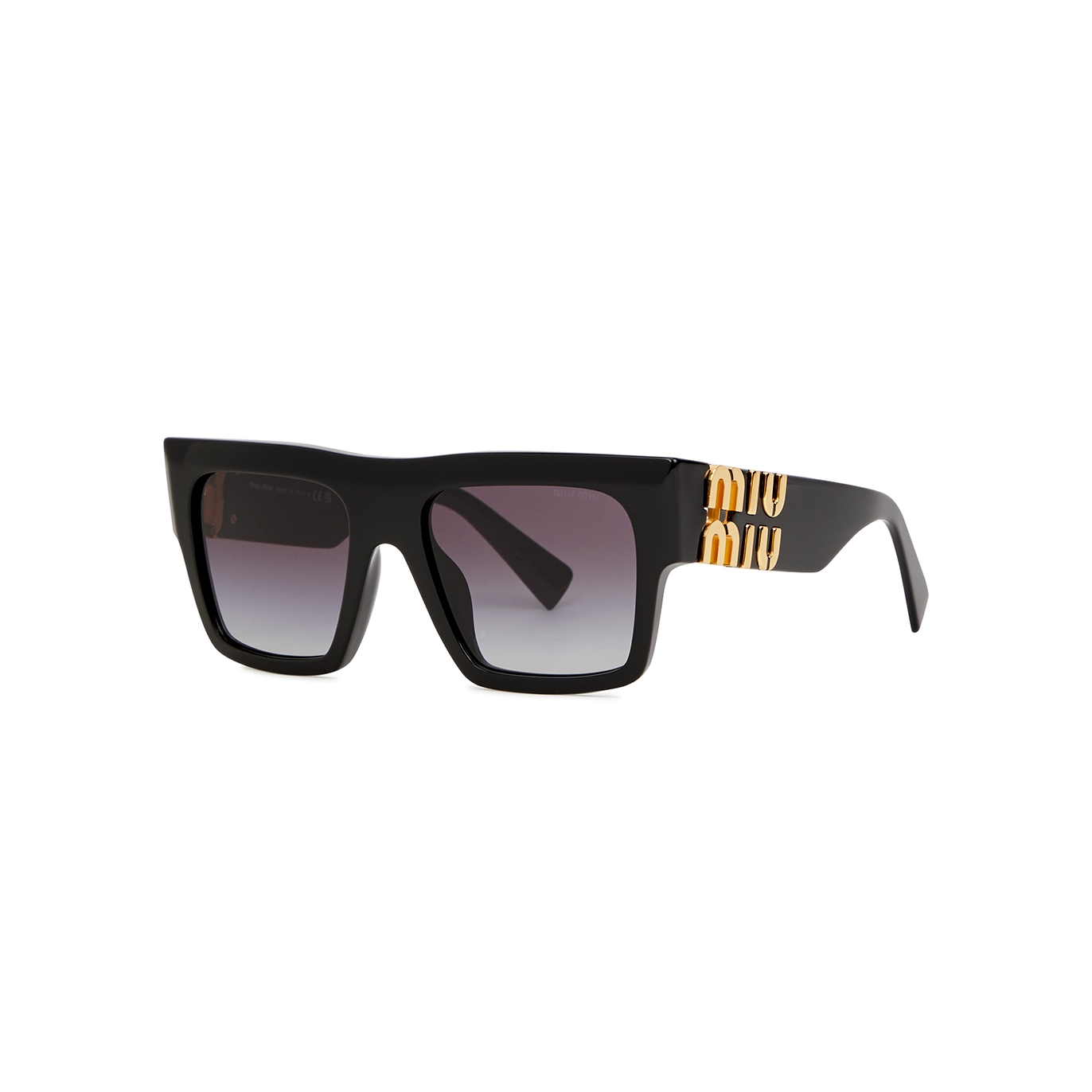 Miu Miu Logo Oversized Square Acetate Sunglasses In Black