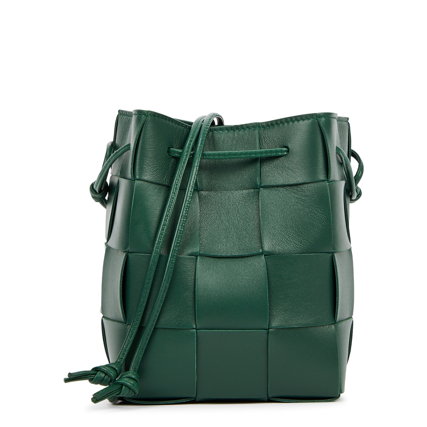 Bottega Veneta Intrecciato Small Leather Bucket Bag - Dark Green