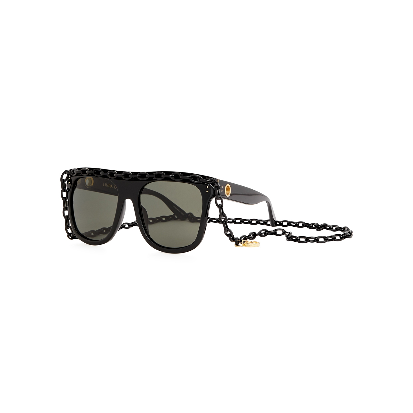 Linda Farrow Luxe Dakota Chaim-embellished Square-frame Sunglasses In Black