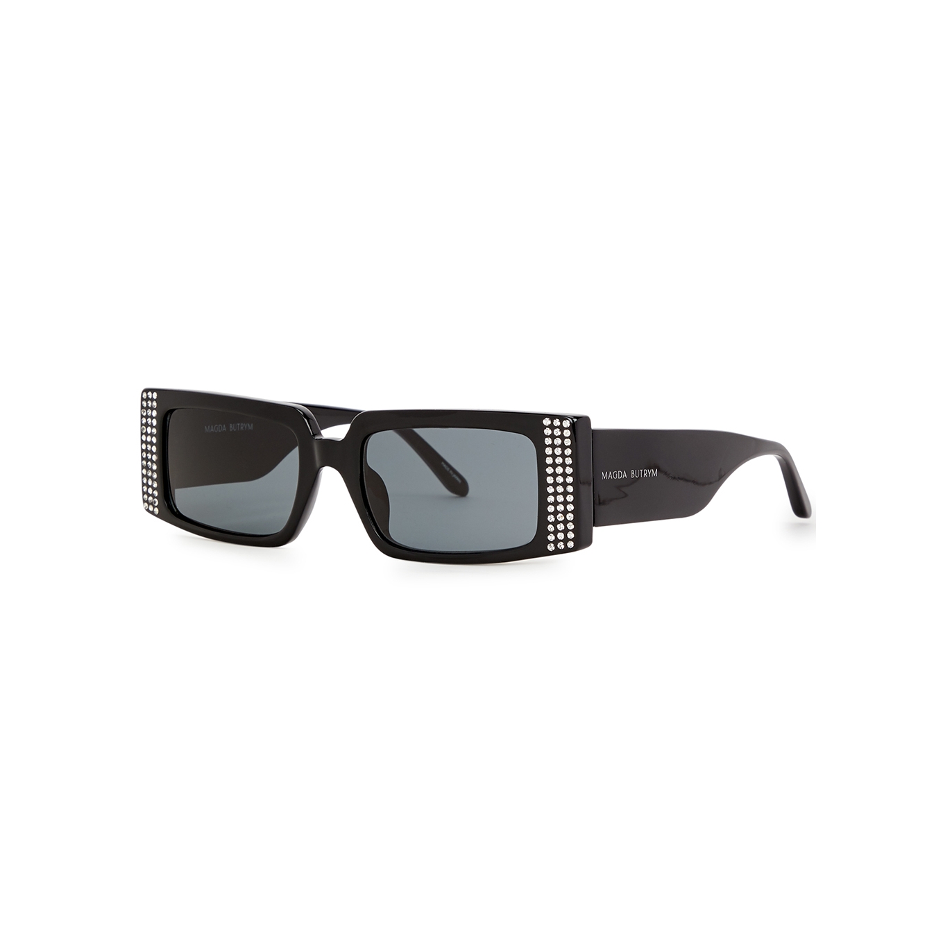 Linda Farrow Luxe X Magda Butrym Embellished Rectangle-frame Sunglasses In Black
