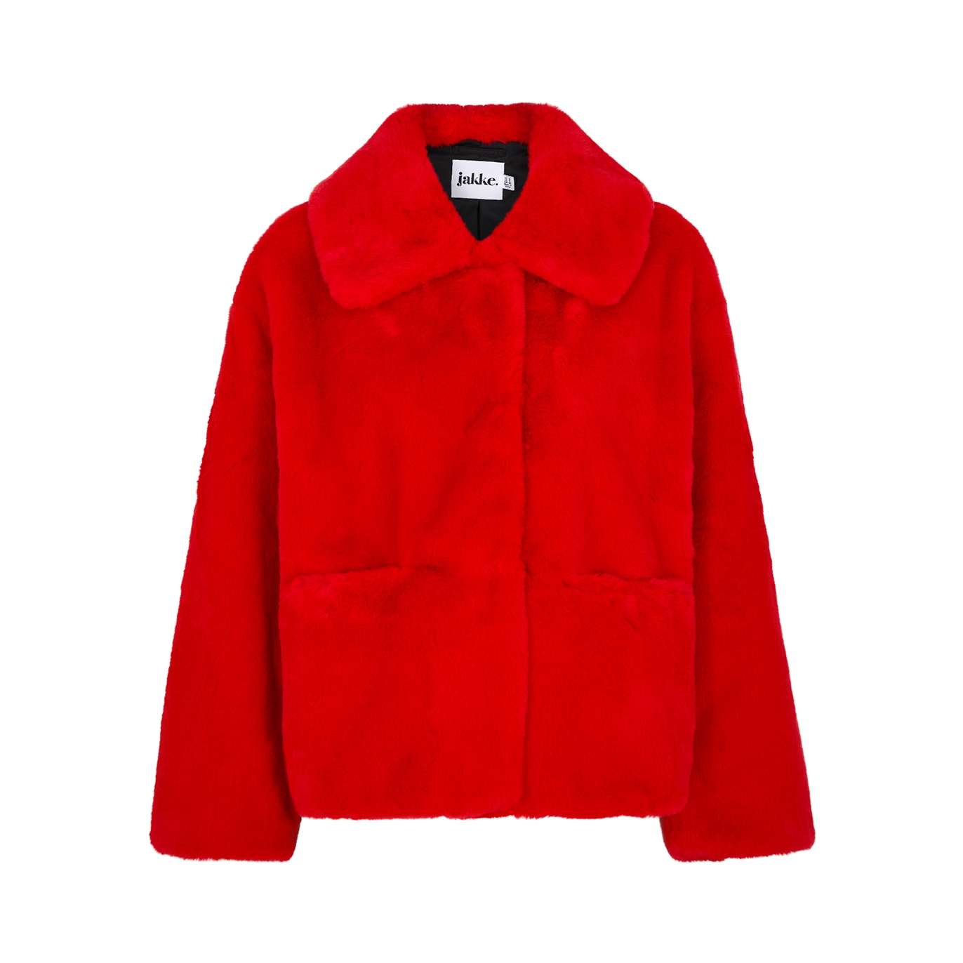 Jakke Traci Faux Fur Coat - Red - M