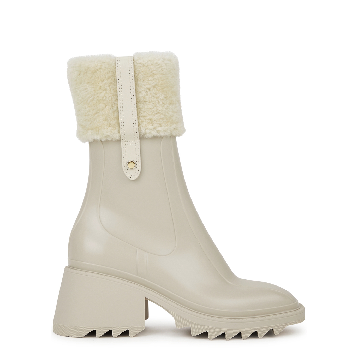 CHLOÉ BETTY 75 SHEARLING-TRIMMED PVC ANKLE BOOTS