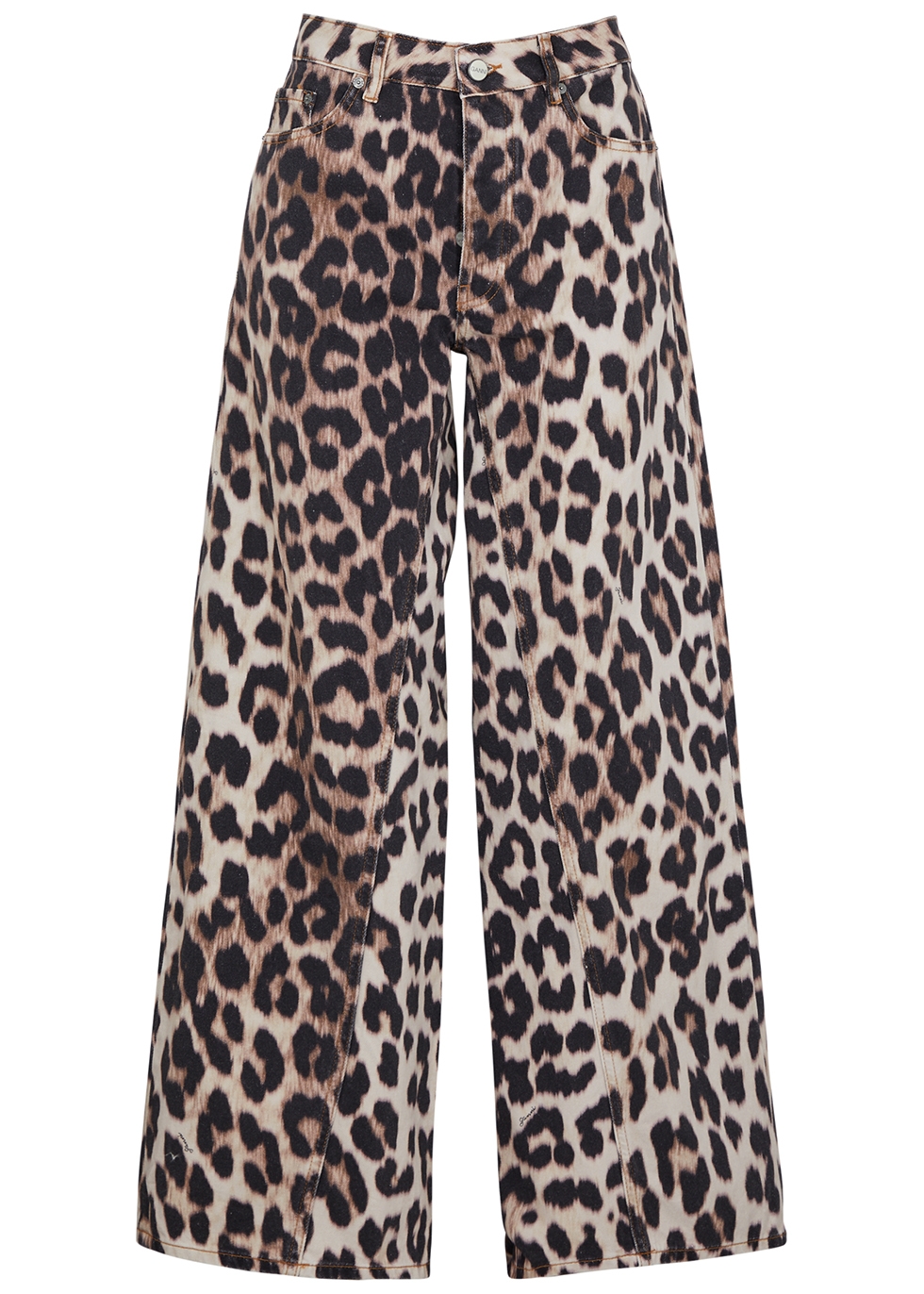 Ganni Jozey leopard-print wide-leg jeans - Harvey Nichols