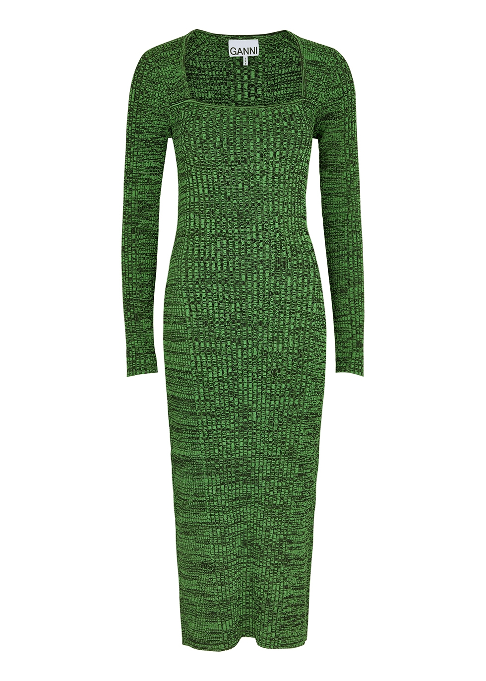 Ganni Space-dyed ribbed-knit midi dress - Harvey Nichols