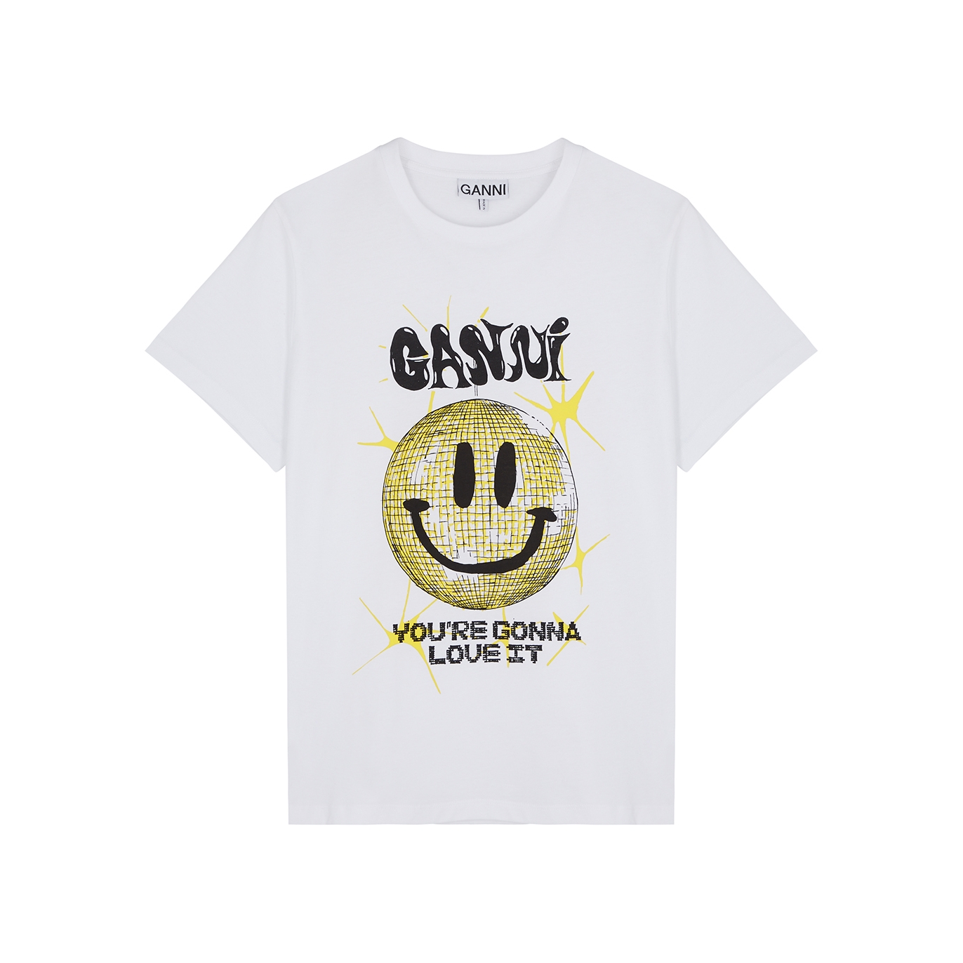Ganni E Smiley Flower T-shirt in White