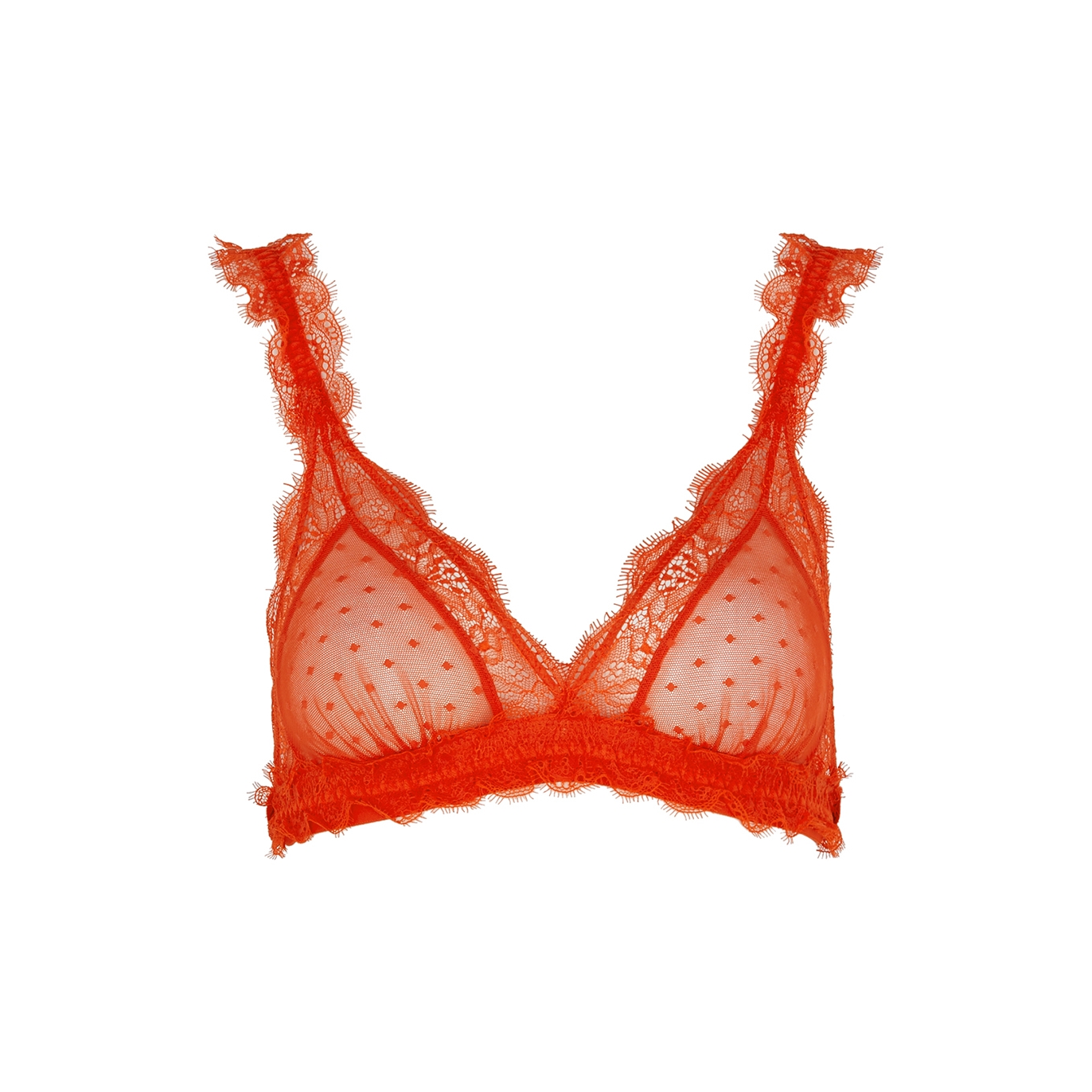 Love Lace ruffled recycled-lace soft-cup triangle bra