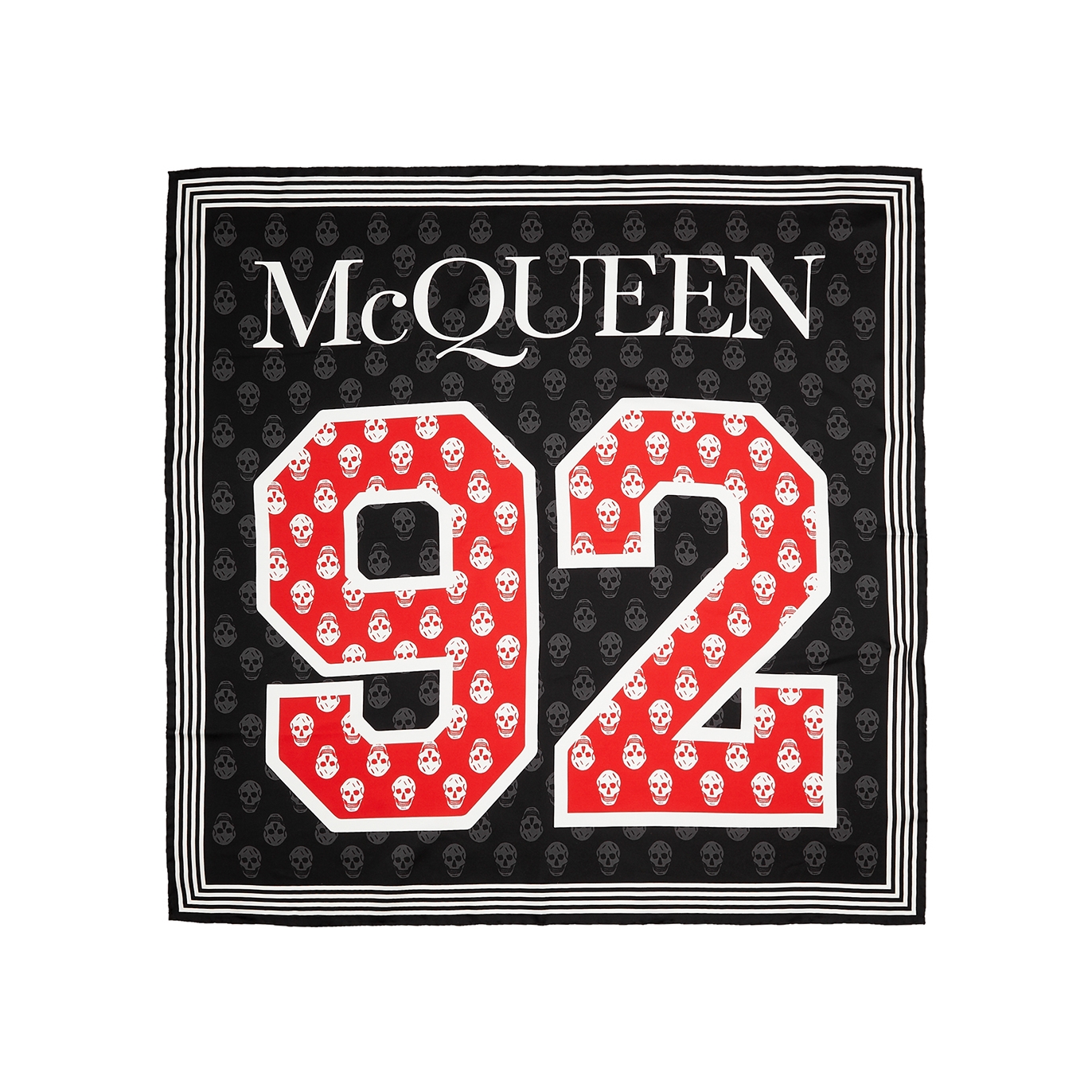 Alexander McQueen Sport 92 Printed Silk Scarf - Black And Red