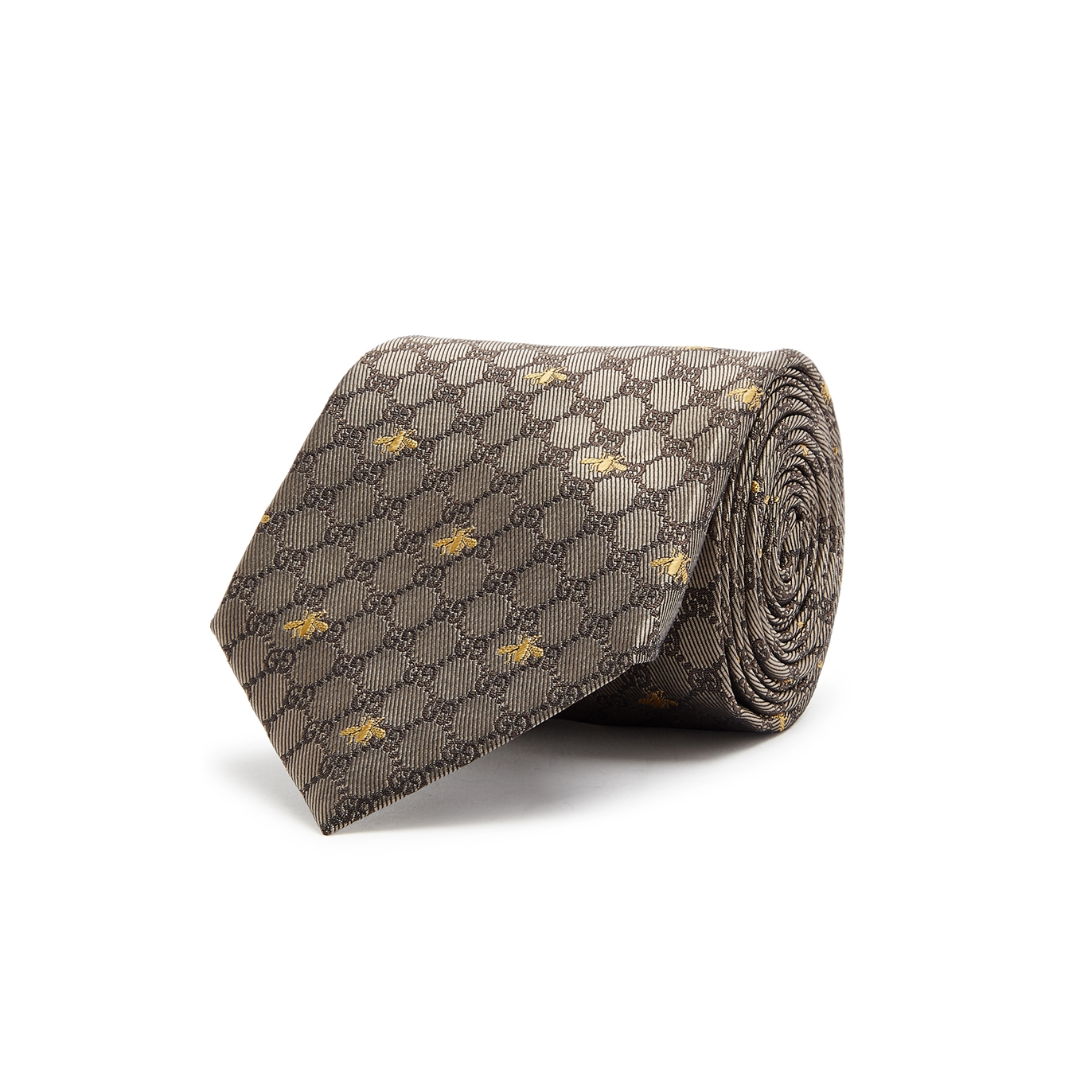 Gucci Beige Monogram and Bees Silk Jacquard Classic Tie Gucci